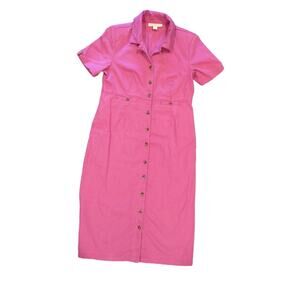 Appleseed's Pink Shirtdress Size 10P Midi Length Pockets